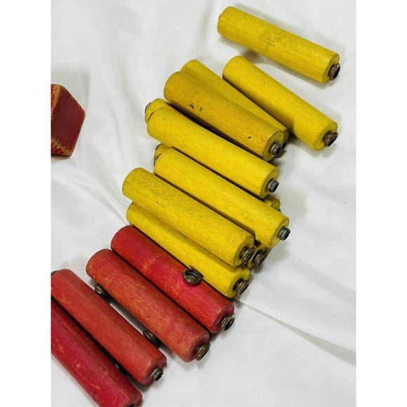 Snap N Play Vintage Wooden Building Blocks with Button Snap Lot 41 Piece Toy Lot - Picture 5 of 9